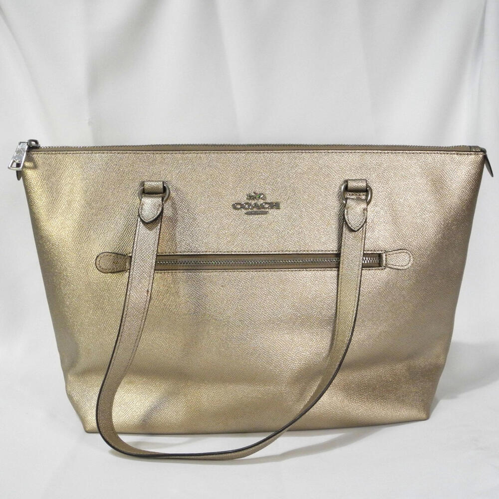Coach Metallic Leather Gallery Tote Gold Shoulder Bag F87684 No Hangtag‎